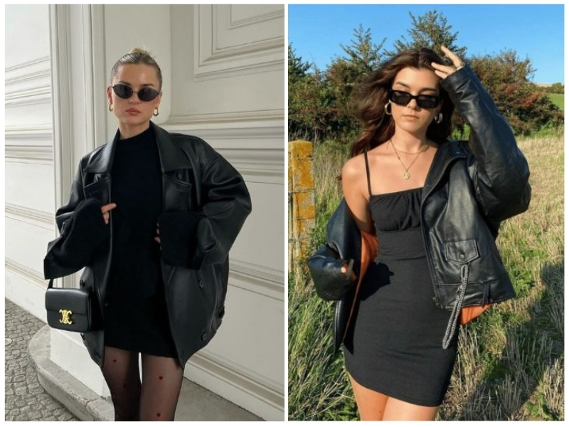 phối đồ với áo khoác da nữ