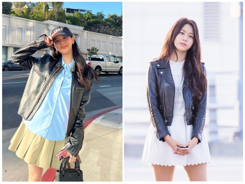 phối đồ với áo khoác da nữ