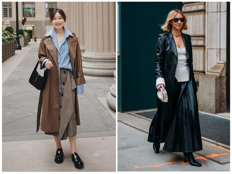 cách phối áo khoác da nữ