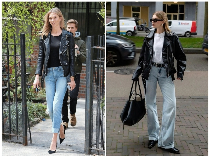 phối đồ với áo khoác da nữ