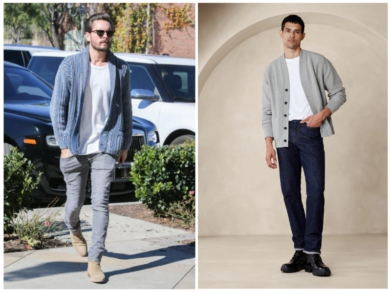 phối với áo khoác cardigan nam