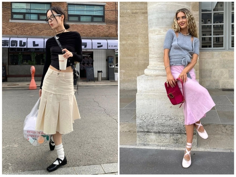 phối đồ với giày búp bê