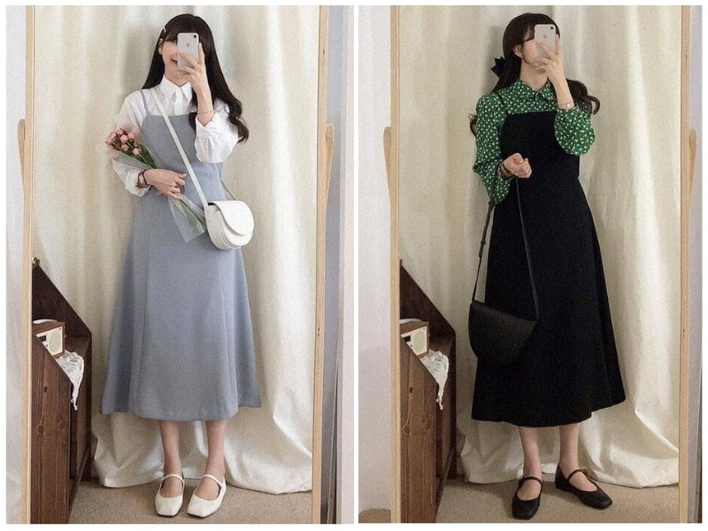 phối đồ với giày búp bê