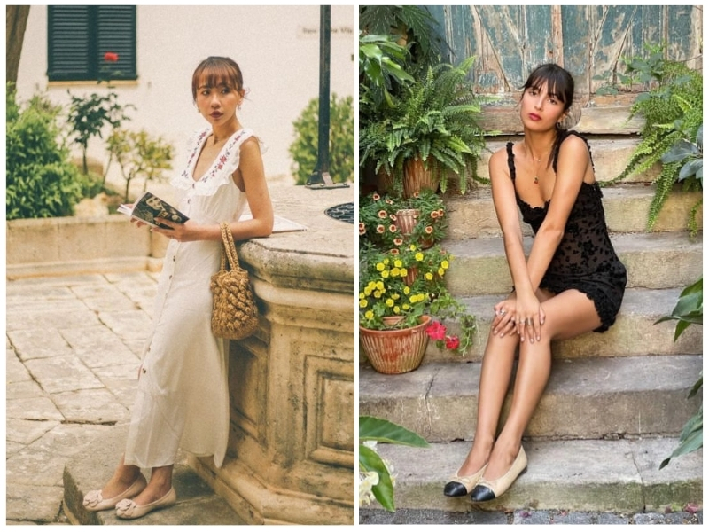 phối đồ với giày búp bê