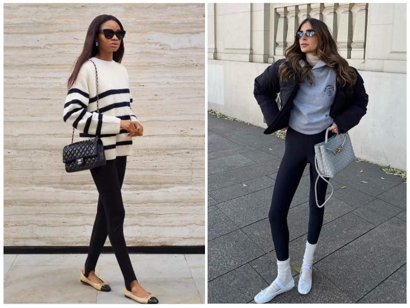 phối đồ với giày búp bê