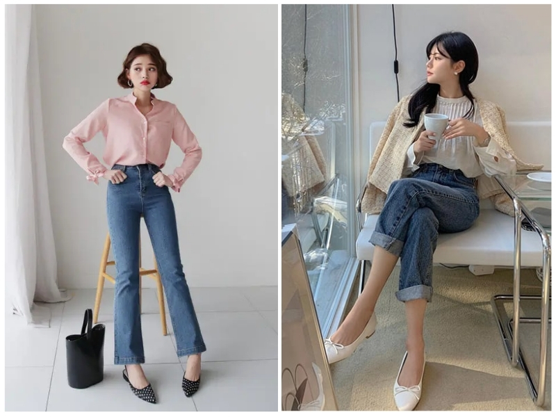 phối đồ với giày búp bê