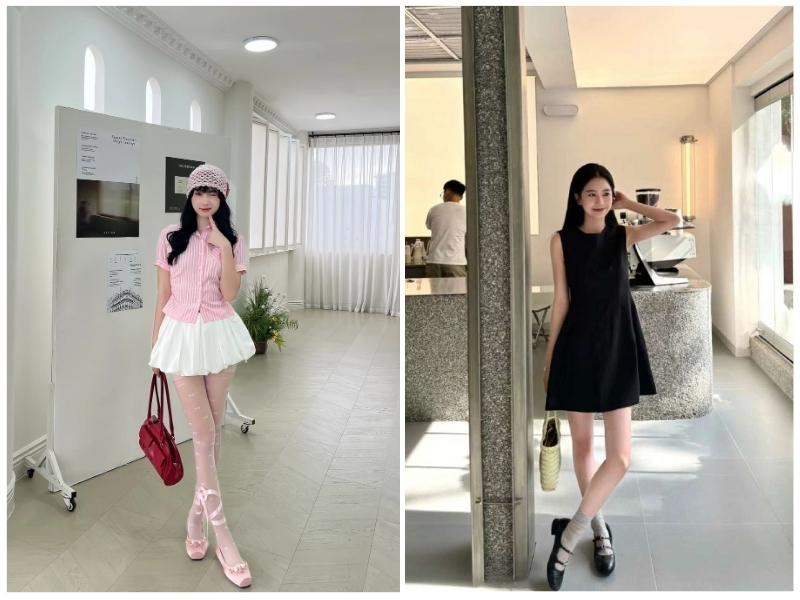 phối đồ với giày búp bê