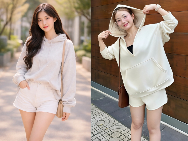 quần short trắng nữ mặc với áo gì