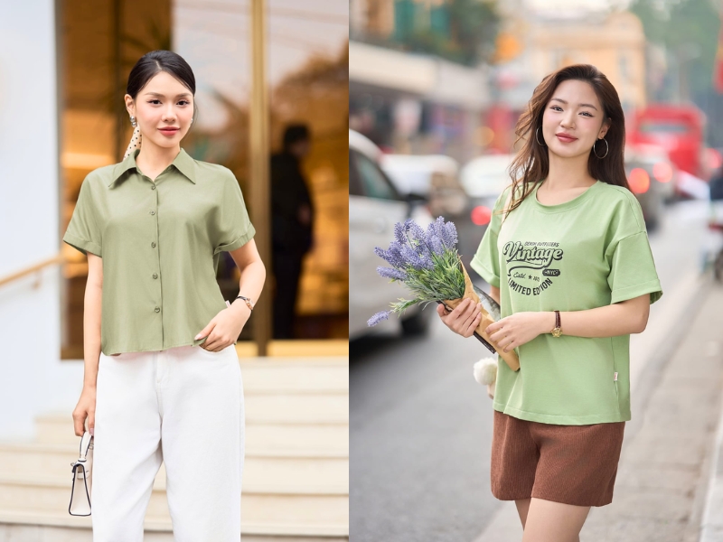 áo xanh lá phối quần màu gì