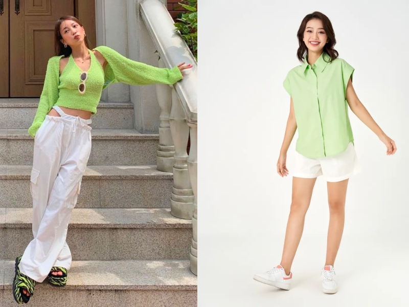 áo xanh lá phối quần màu gì