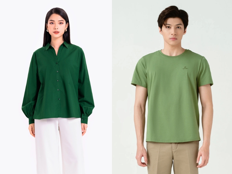 áo xanh lá mặc với quần màu gì