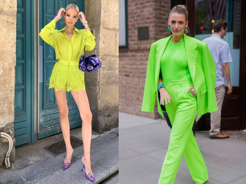 phối đồ với áo xanh lá