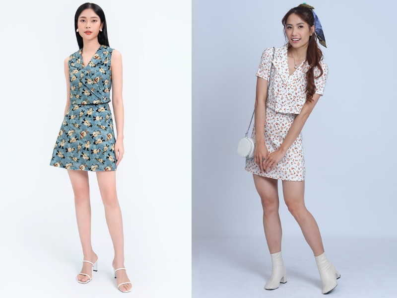 mix chân váy hoa vintage