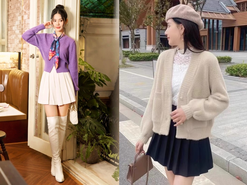 chân váy tennis xám mặc với áo gì