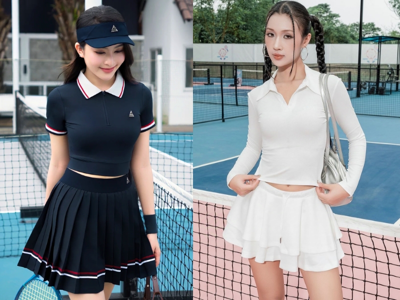 phối đồ với chân váy tennis