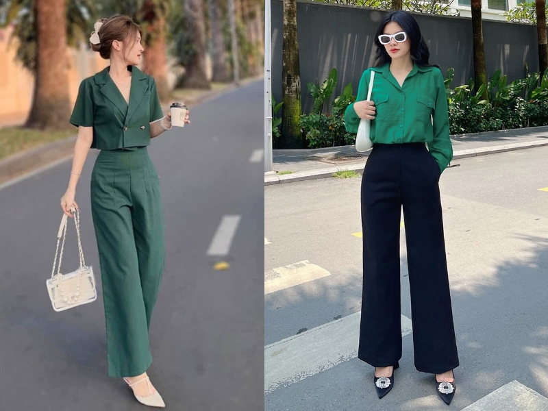 áo xanh lá mặc với quần màu gì