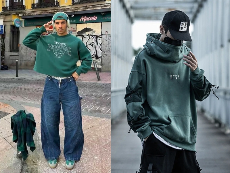 phối đồ với áo xanh lá