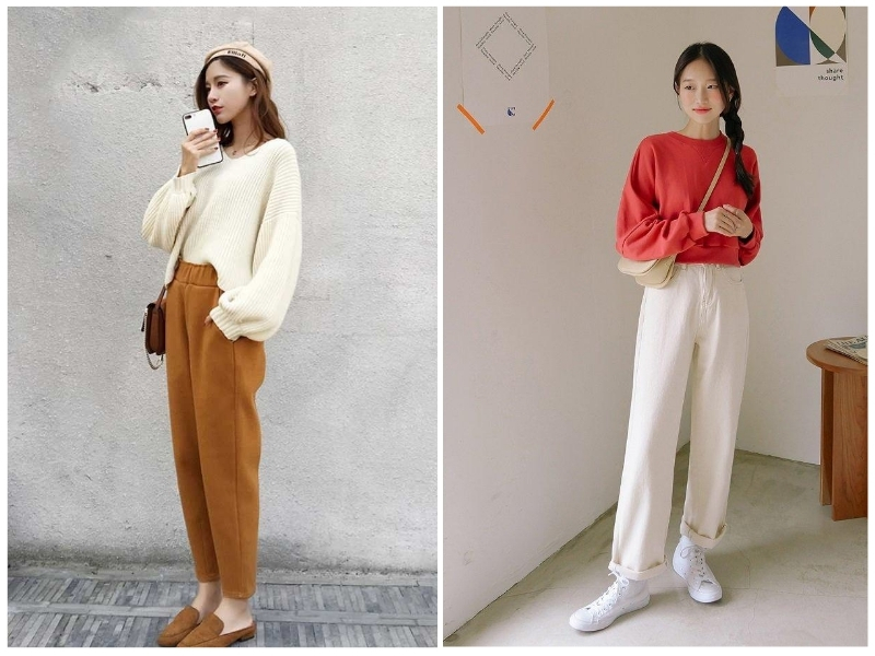 phối đồ với áo sweater nữ