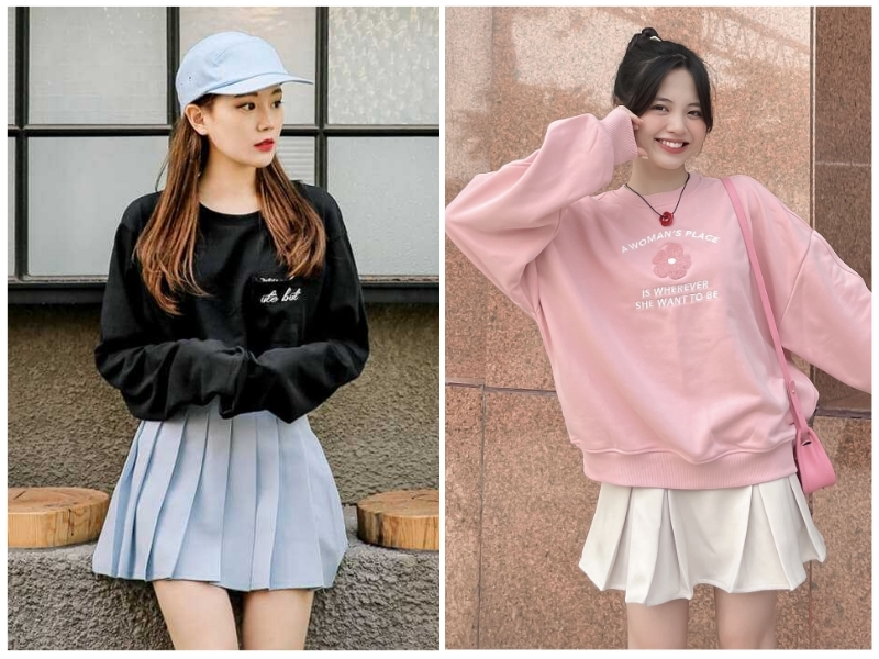 phối đồ với áo sweater nữ