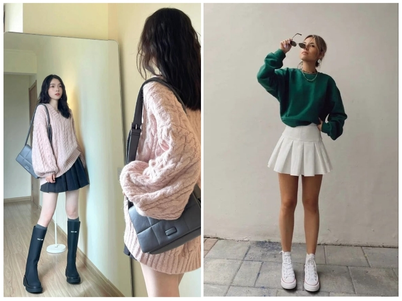 phối đồ với áo sweater nữ