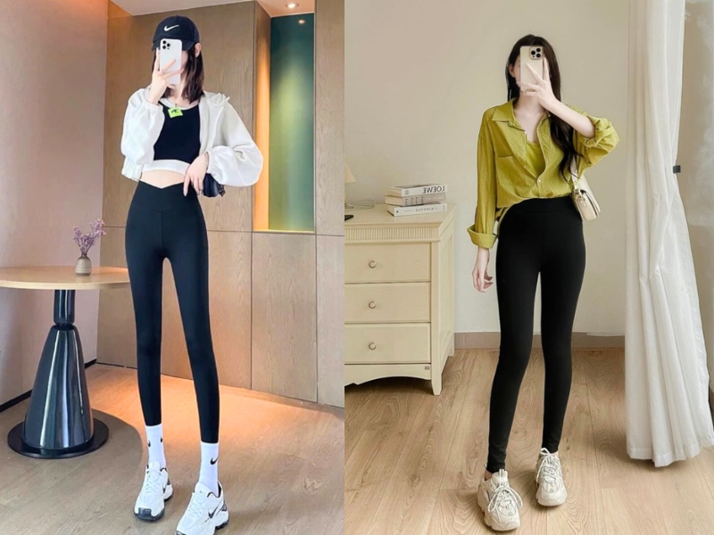 quần legging phối với áo gì