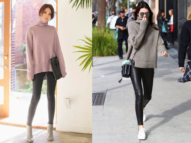 phối đồ với quần legging dài