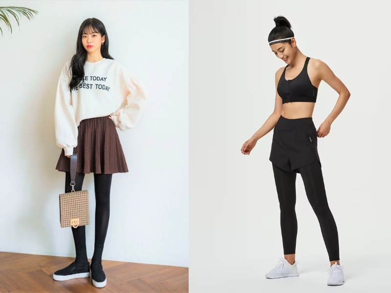 quần legging phối với áo gì