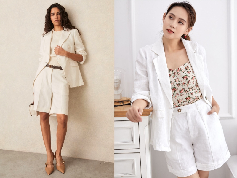 quần short trắng nữ mặc với áo gì