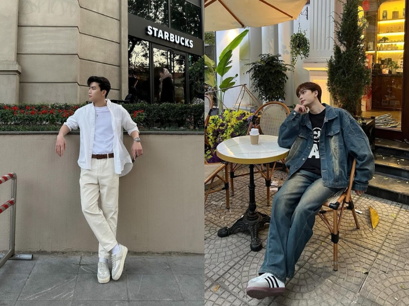 tạo dáng chụp ảnh ở quán cafe cho nam