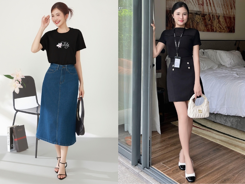 áo đen phối quần màu gì nữ