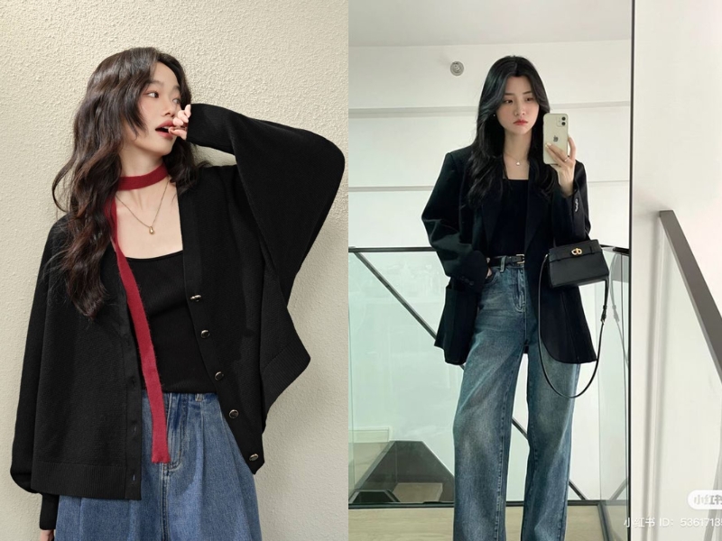 phối đồ với áo đen nữ