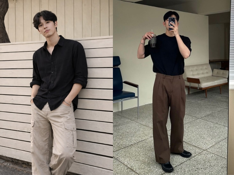 phối đồ với áo thun đen nam