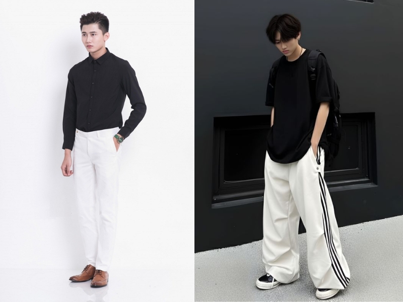 phối đồ với áo đen nam