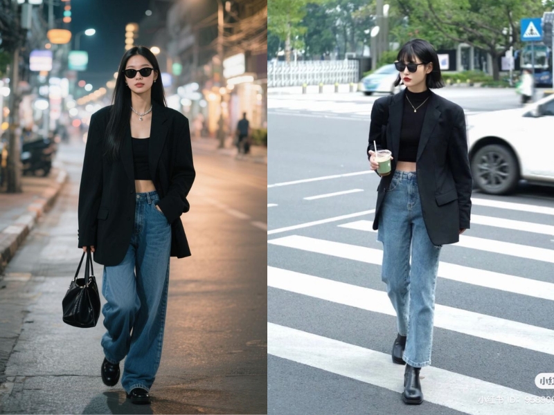 phối đồ với áo thun đen nữ