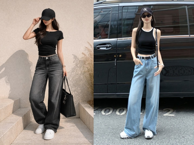 phối đồ với áo đen nữ