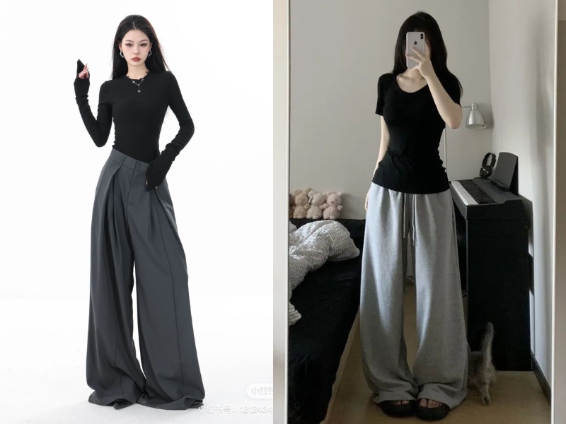 phối đồ với áo thun đen nữ