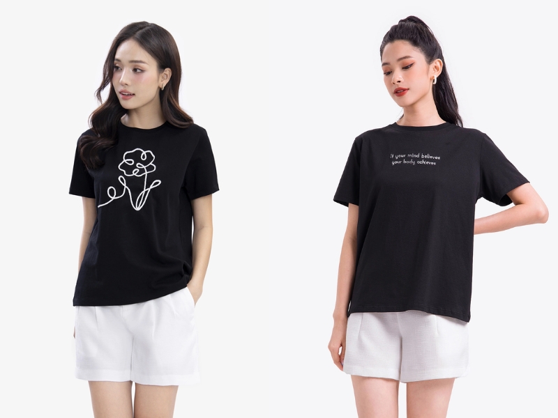 phối đồ với áo đen nữ