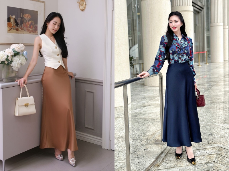 phối chân váy lụa