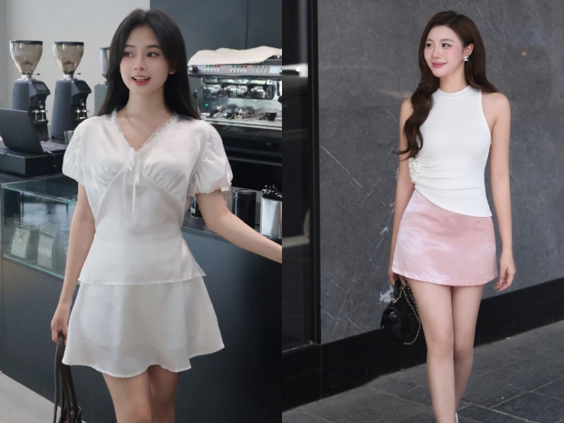 chân váy lụa phối với áo gì