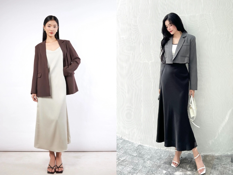cách phối chân váy lụa