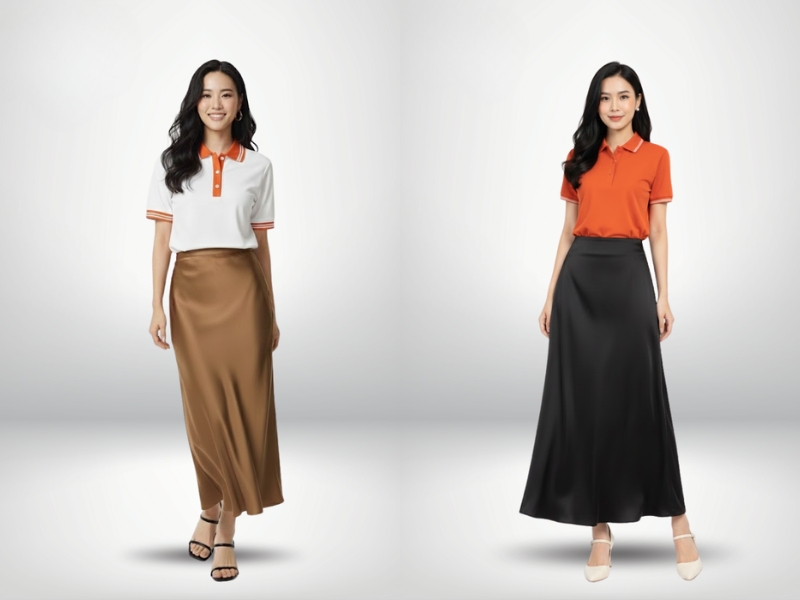 mix chân váy lụa