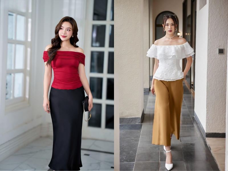 chân váy lụa satin mặc với áo gì
