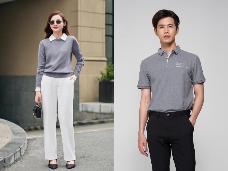 áo xám phối chân váy màu gì