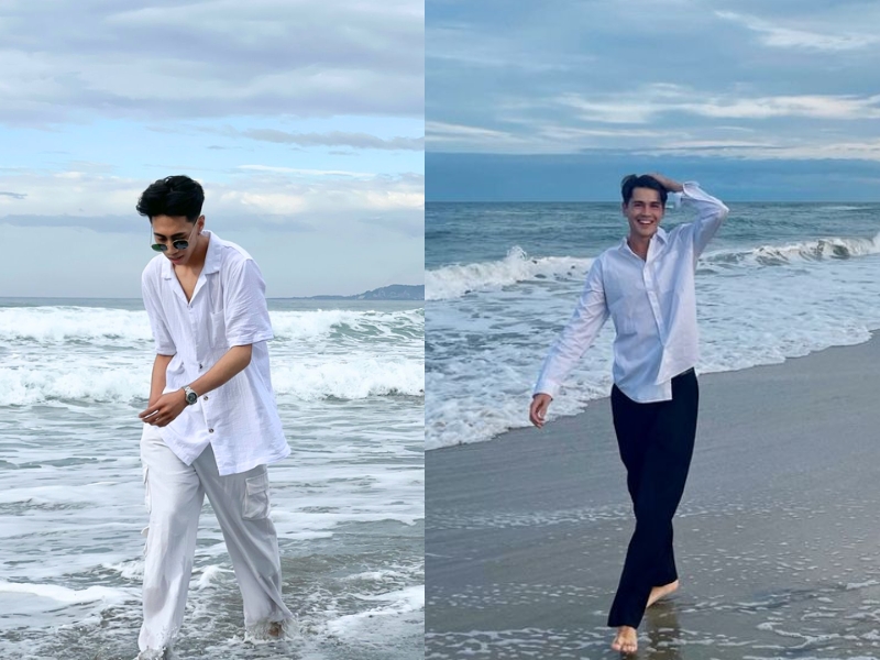 tạo dáng chụp ảnh đi biển cho nam