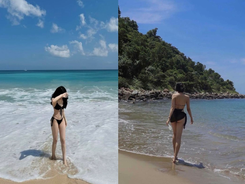 tạo dáng với bikini