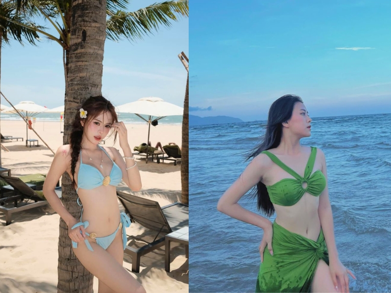 tạo dáng chụp bikini hồ bơi