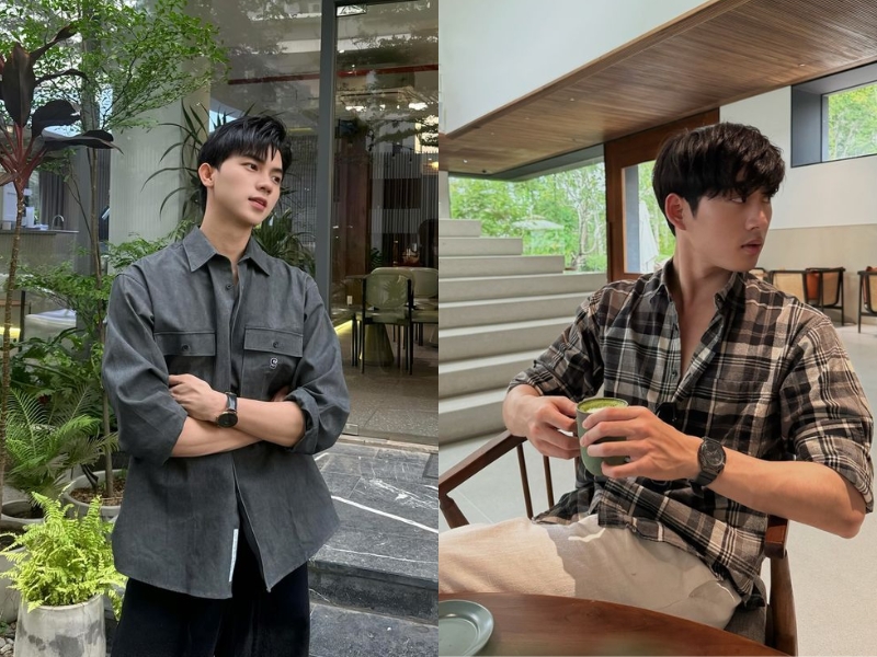 tạo dáng chụp ảnh ở quán cafe cho nam