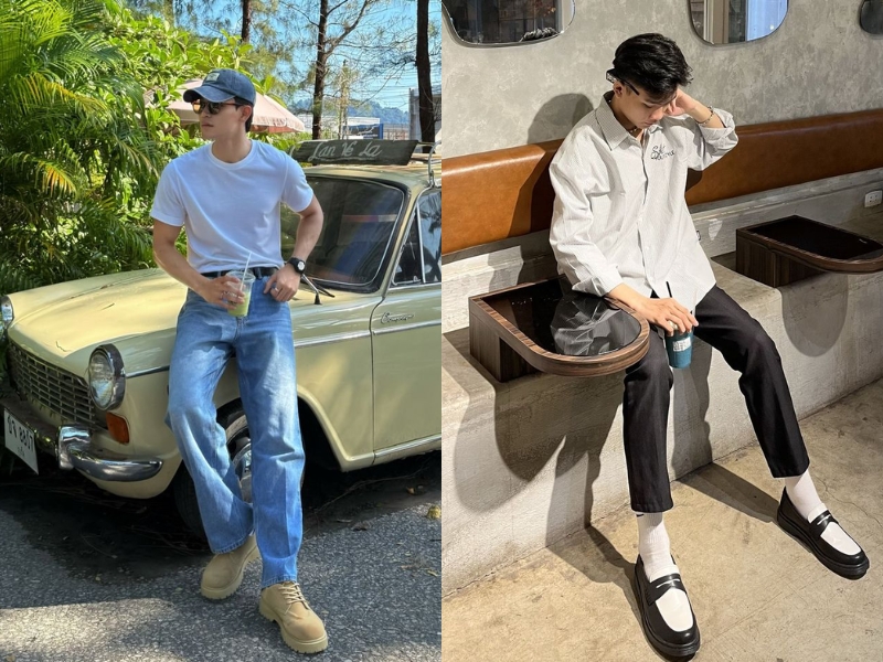 tạo dáng chụp ảnh uống cafe nam