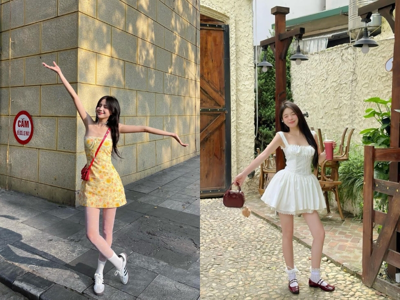 cách tạo dáng chụp ảnh đẹp khi mặc váy