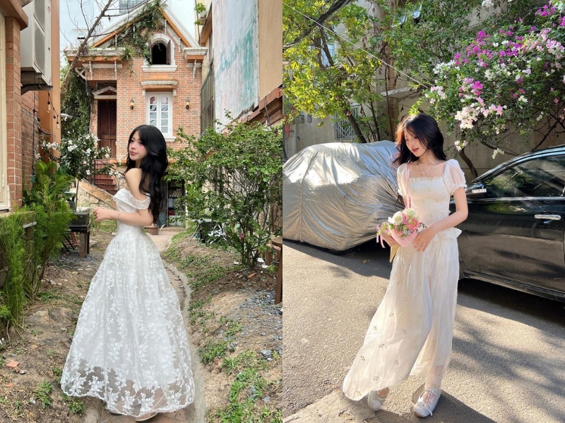 cách tạo dáng chụp ảnh đẹp khi mặc váy xòe